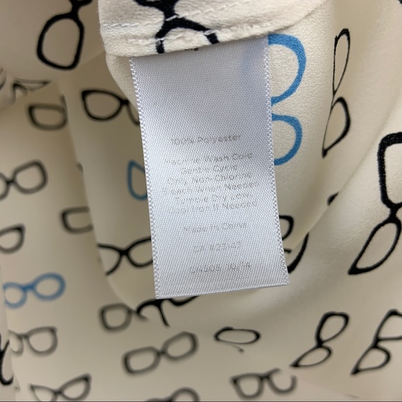 Talbots Nantucket Top Ivory Glasses Print Petite S - Picture 5 of 6